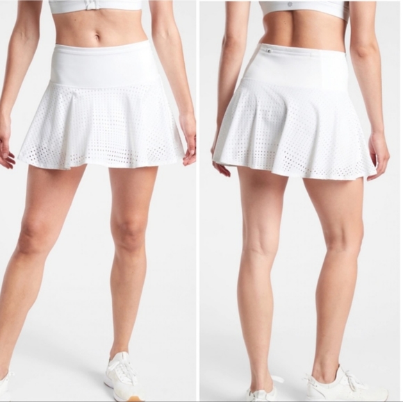 Athleta Dresses & Skirts - Athleta A Game Skort 14" Tennis Skirt White Perforated, Size Large